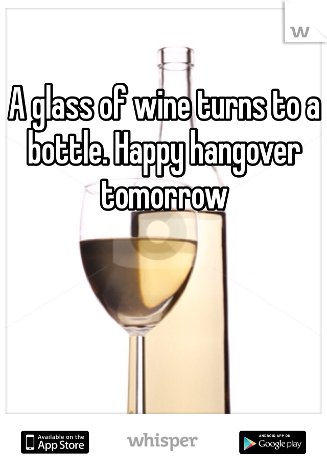 A glass of wine turns to a bottle. Happy hangover tomorrow 