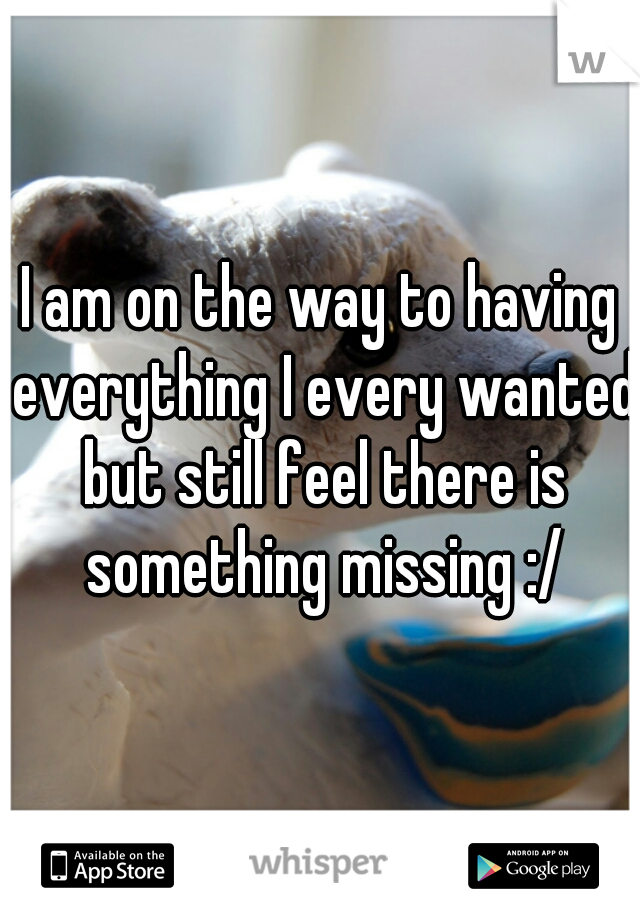 I am on the way to having everything I every wanted but still feel there is something missing :/