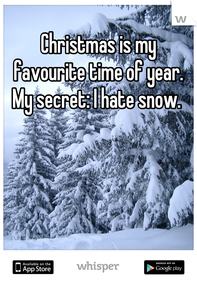 Christmas is my favourite time of year. My secret: I hate snow. 