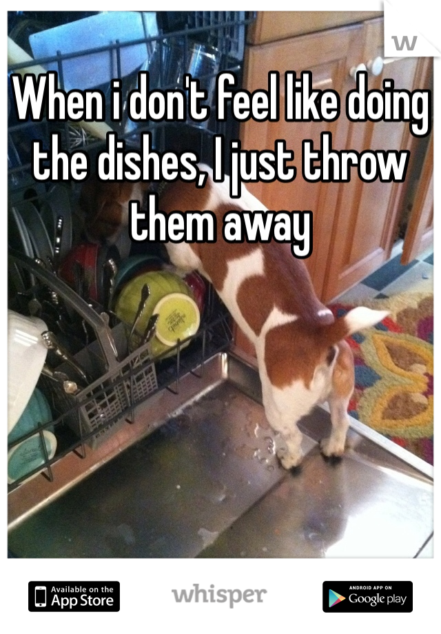 When i don't feel like doing the dishes, I just throw them away