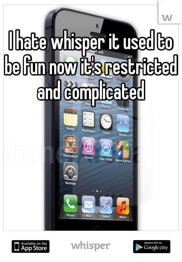 I hate whisper it used to be fun now it's restricted and complicated 