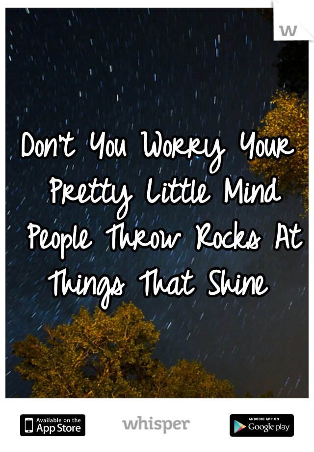 Don't You Worry Your Pretty Little Mind People Throw Rocks At Things That Shine 