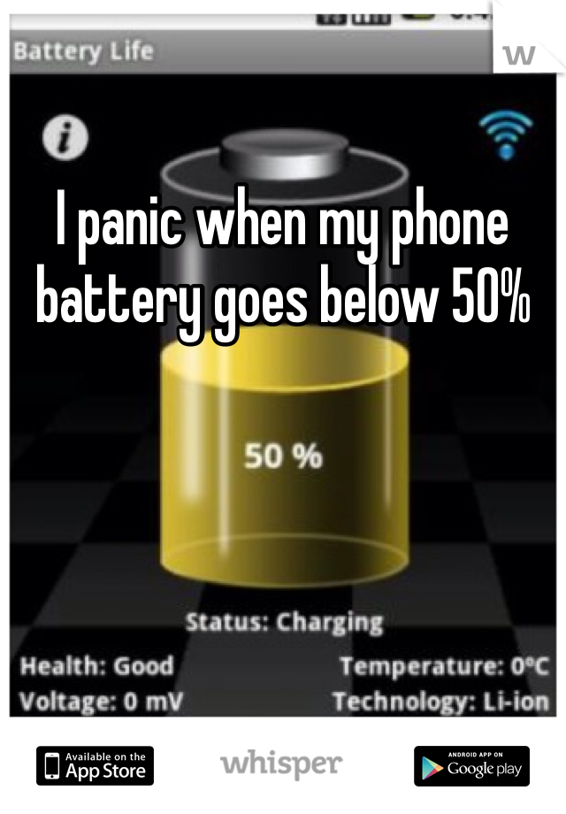 I panic when my phone battery goes below 50%