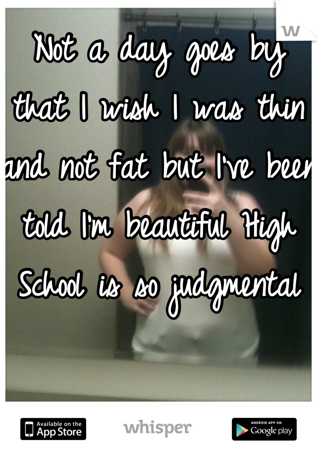 Not a day goes by that I wish I was thin  and not fat but I've been told I'm beautiful High School is so judgmental