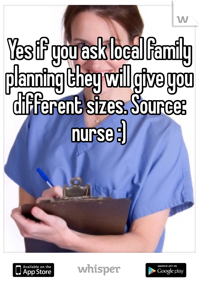 Yes if you ask local family planning they will give you different sizes. Source: nurse :)