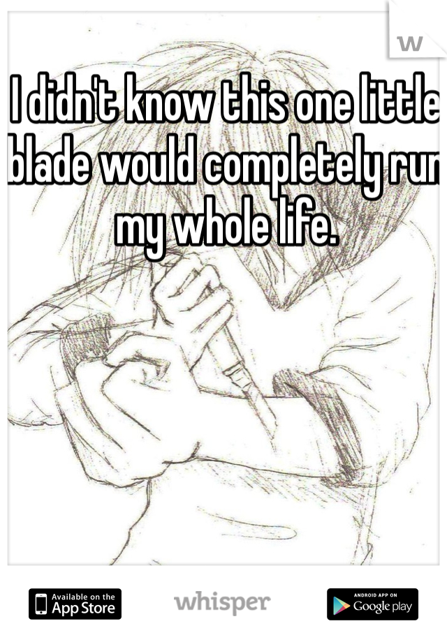 I didn't know this one little blade would completely run my whole life.
