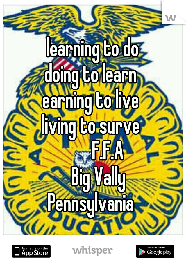 learning to do
doing to learn 
earning to live 
living to surve 


        F.F.A
   Big Vally
Pennsylvania 