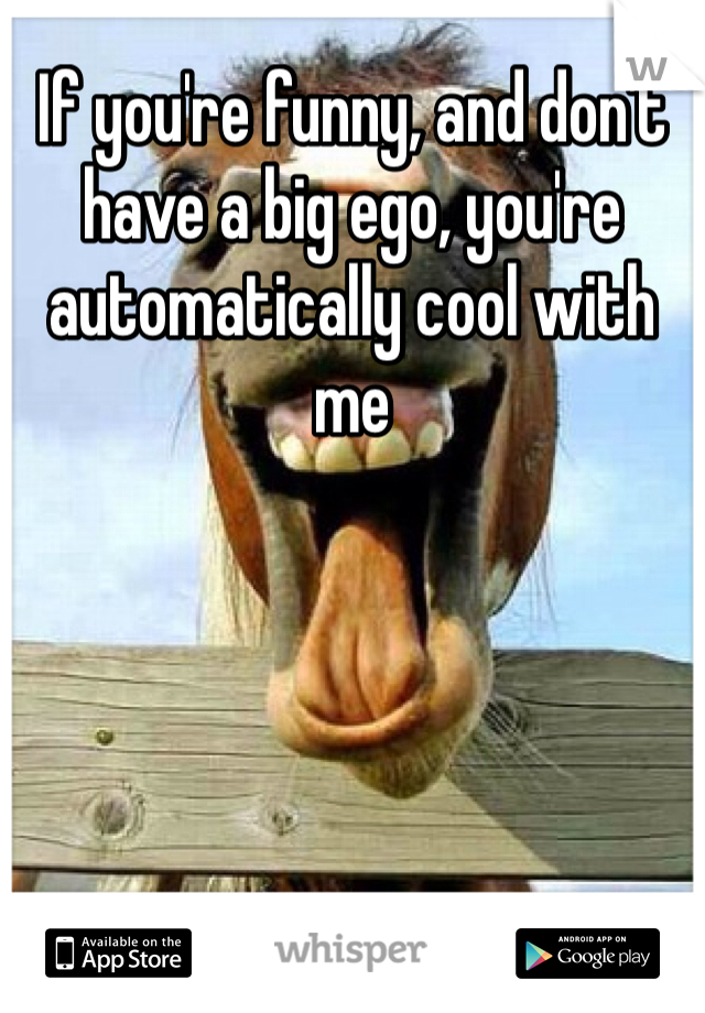 If you're funny, and don't have a big ego, you're automatically cool with me