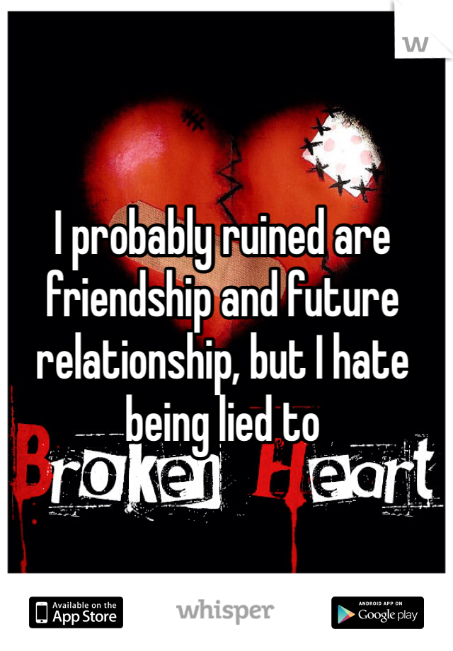 I probably ruined are friendship and future relationship, but I hate being lied to 
