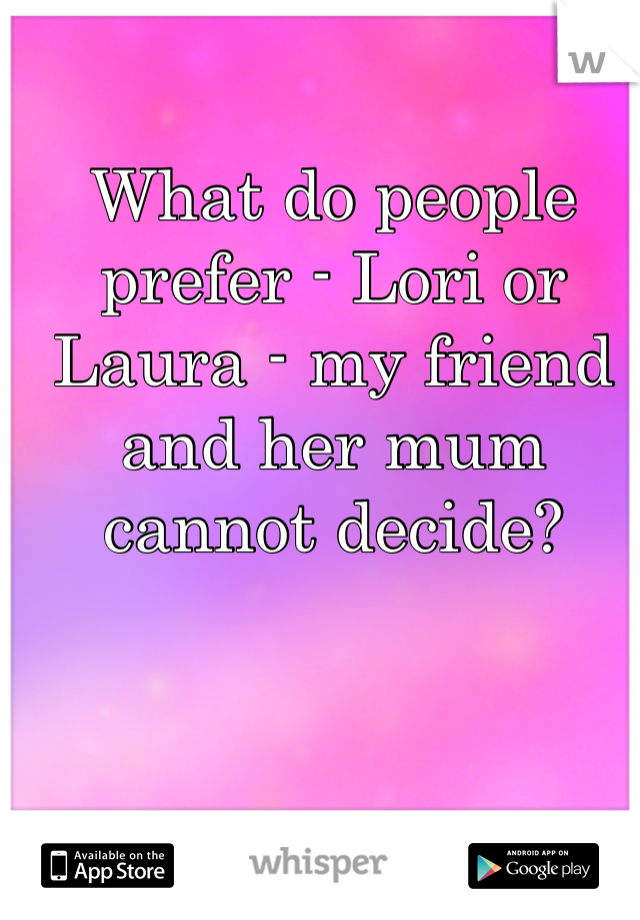 What do people prefer - Lori or Laura - my friend and her mum cannot decide?