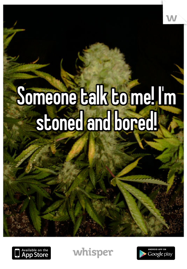 Someone talk to me! I'm stoned and bored!
