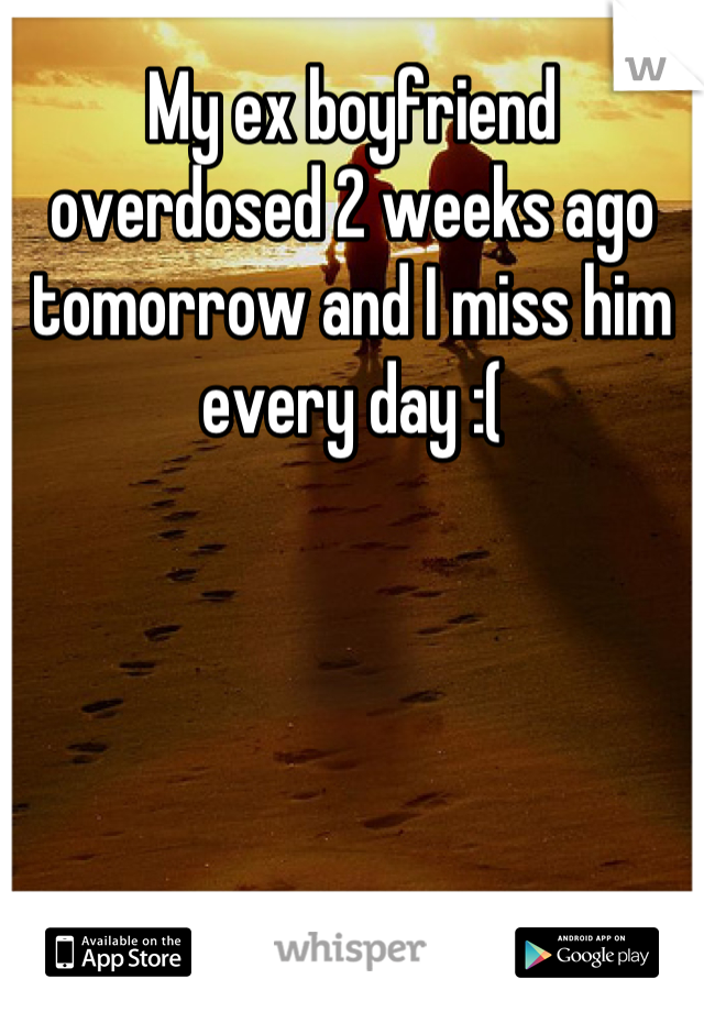 My ex boyfriend overdosed 2 weeks ago tomorrow and I miss him every day :(
