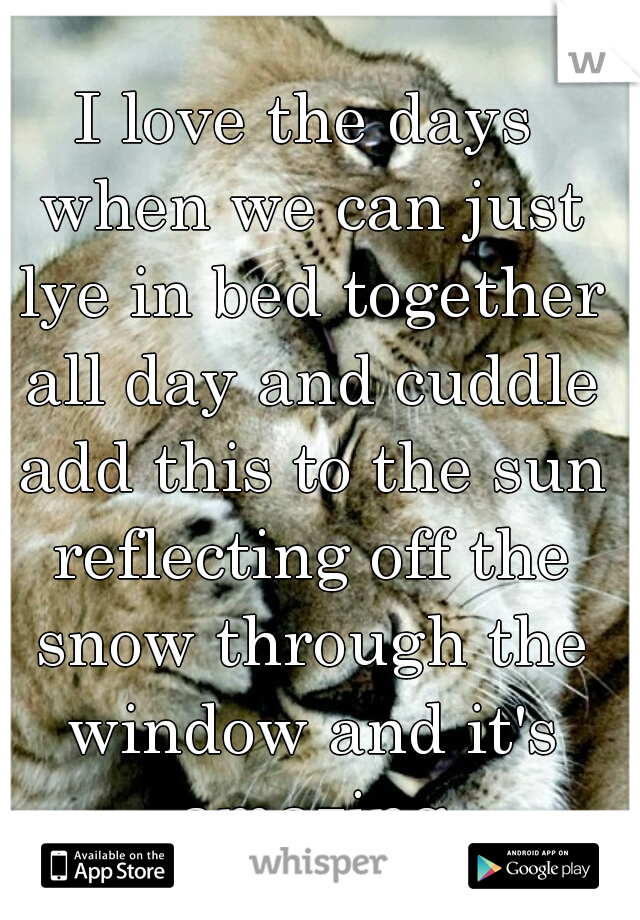 I love the days when we can just lye in bed together all day and cuddle add this to the sun reflecting off the snow through the window and it's amazing