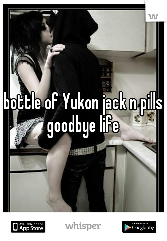 bottle of Yukon jack n pills goodbye life 