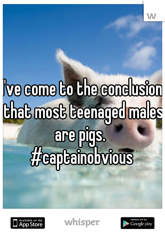 I've come to the conclusion that most teenaged males are pigs.  
#captainobvious