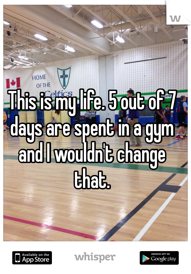This is my life. 5 out of 7 days are spent in a gym and I wouldn't change that. 
