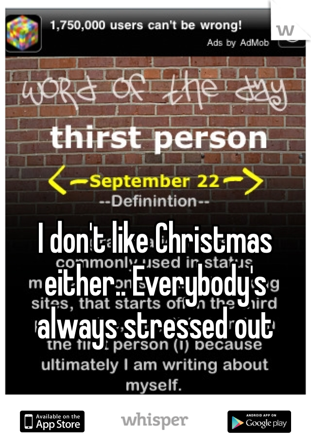 I don't like Christmas either.. Everybody's always stressed out