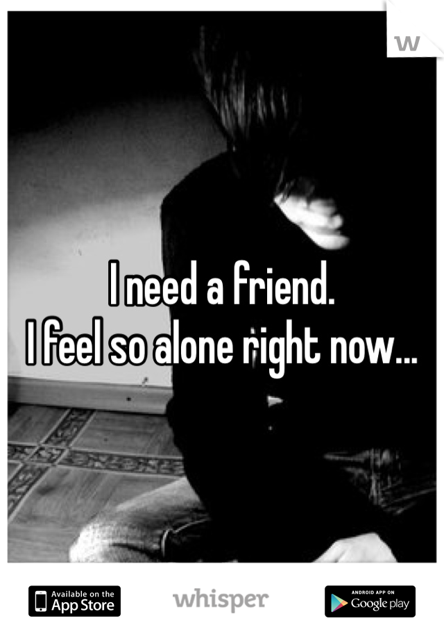 I need a friend.
I feel so alone right now...