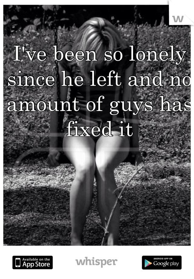 I've been so lonely since he left and no amount of guys has fixed it