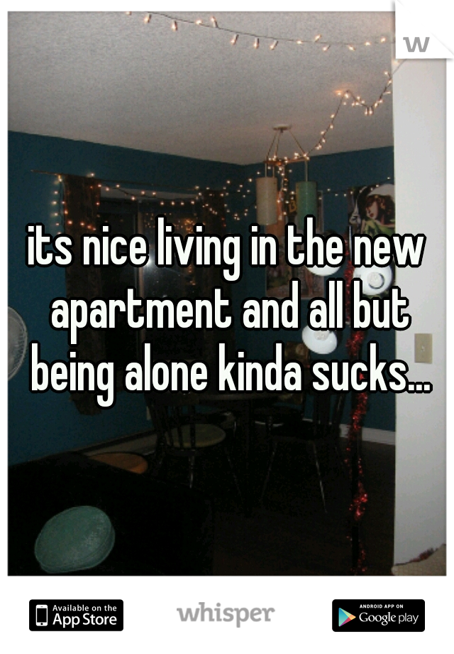 its nice living in the new apartment and all but being alone kinda sucks...
