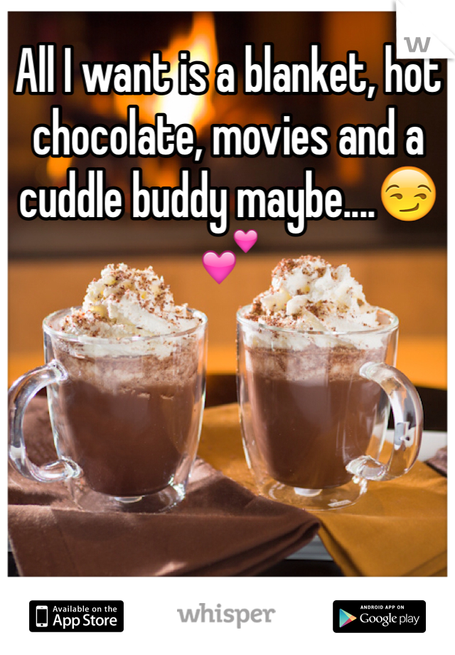 All I want is a blanket, hot chocolate, movies and a cuddle buddy maybe....😏💕