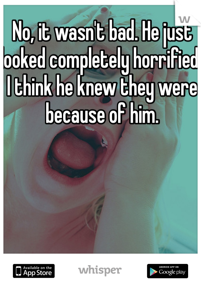 No, it wasn't bad. He just looked completely horrified. I think he knew they were because of him. 