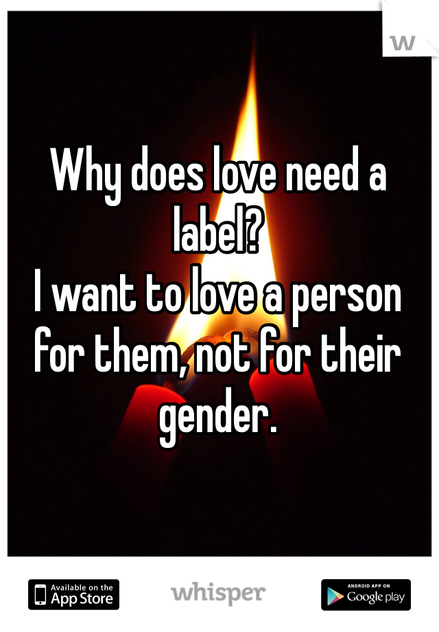 Why does love need a label?
I want to love a person for them, not for their gender. 
