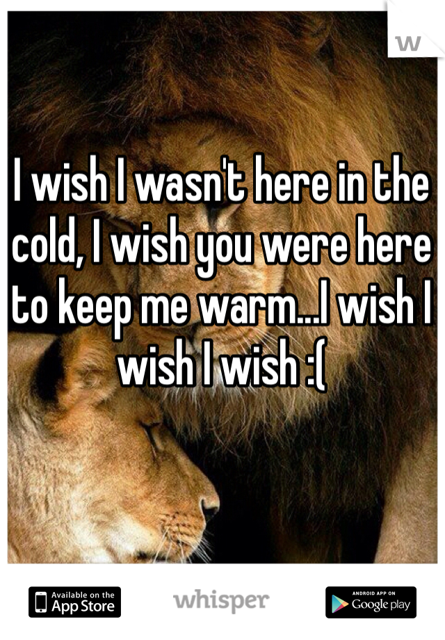 I wish I wasn't here in the cold, I wish you were here to keep me warm...I wish I wish I wish :(