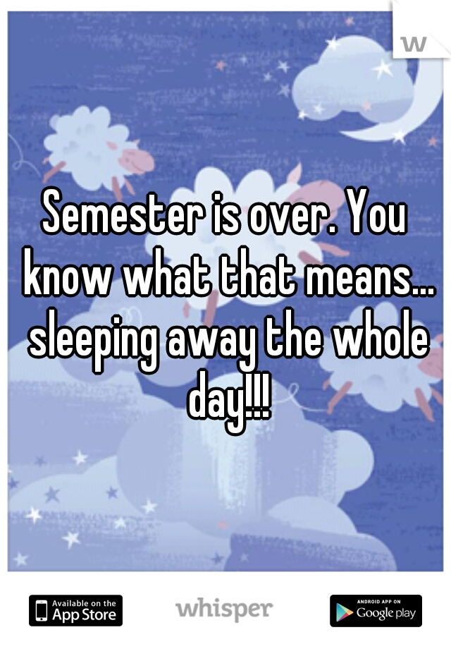 Semester is over. You know what that means... sleeping away the whole day!!!