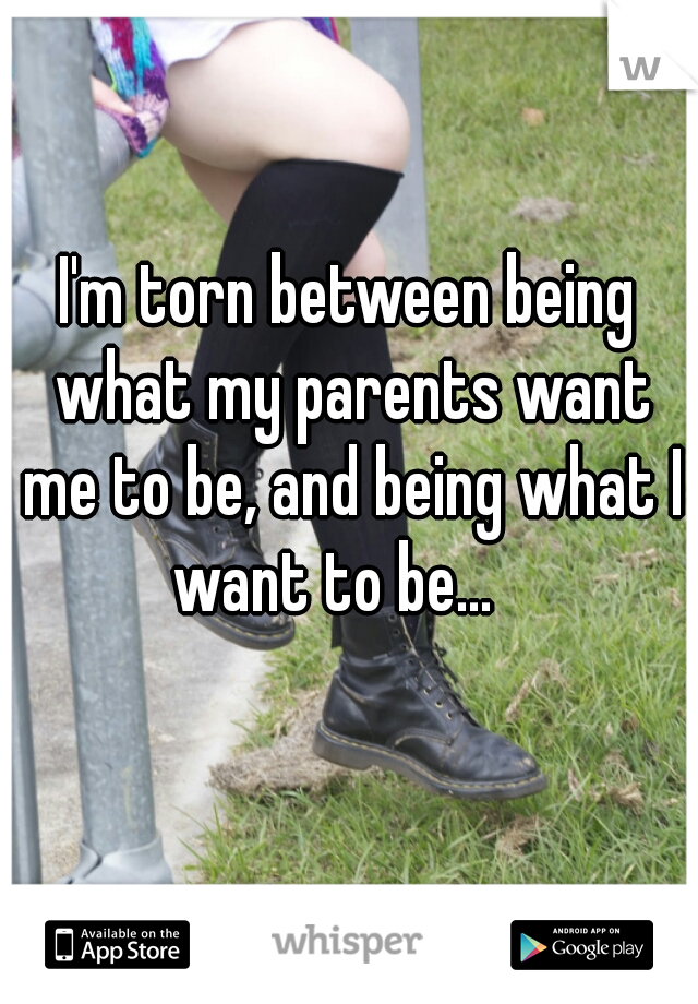 I'm torn between being what my parents want me to be, and being what I want to be...   
