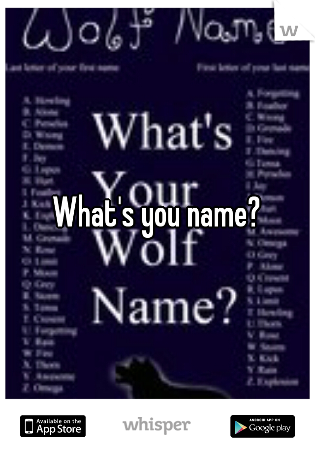 What's you name?