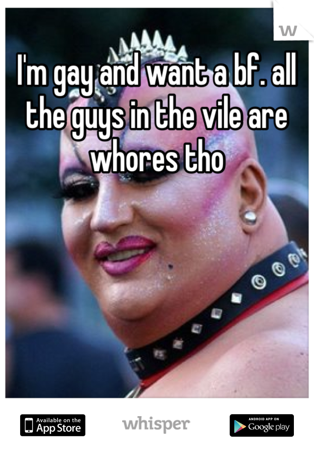 I'm gay and want a bf. all the guys in the vile are whores tho
