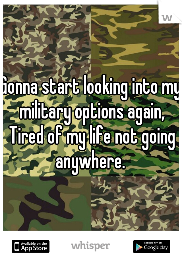 Gonna start looking into my military options again, Tired of my life not going anywhere. 