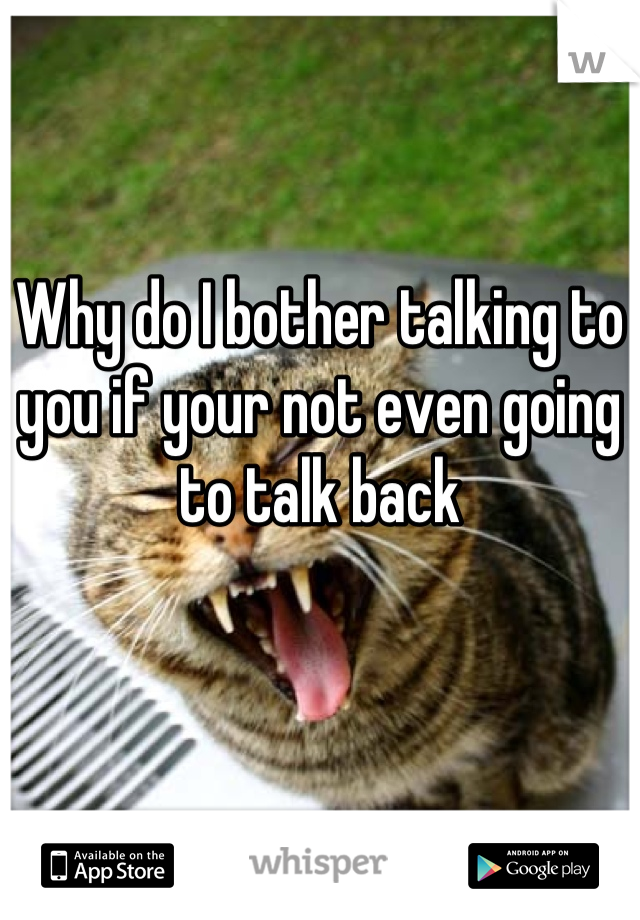 Why do I bother talking to you if your not even going to talk back