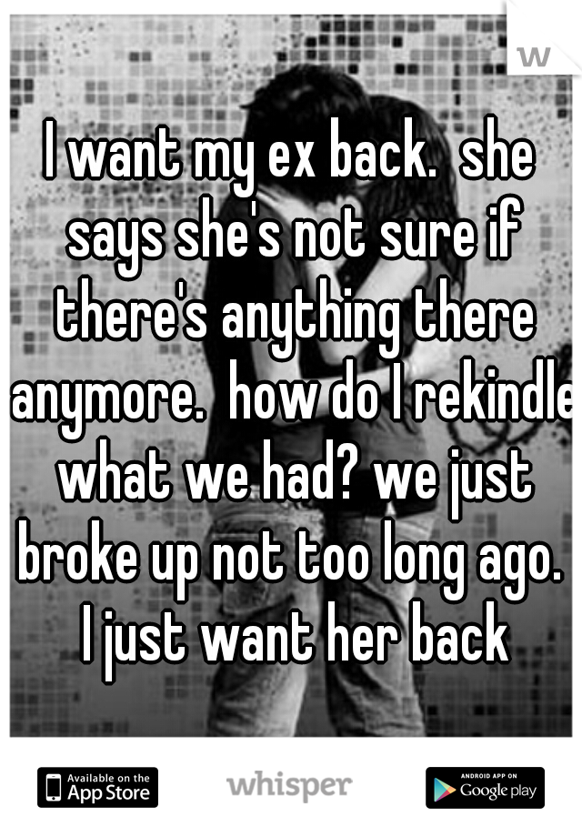 I want my ex back.  she says she's not sure if there's anything there anymore.  how do I rekindle what we had? we just broke up not too long ago.  I just want her back