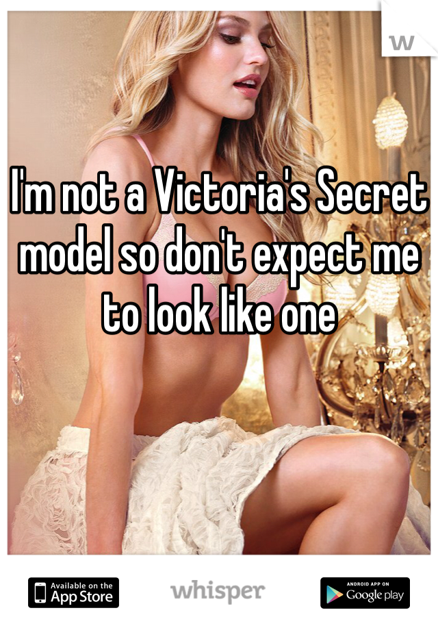 I'm not a Victoria's Secret model so don't expect me to look like one 