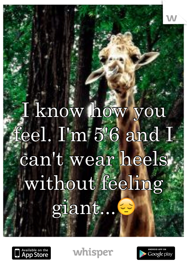 I know how you feel. I'm 5'6 and I can't wear heels without feeling giant...😔