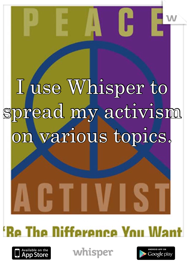 I use Whisper to spread my activism on various topics. 