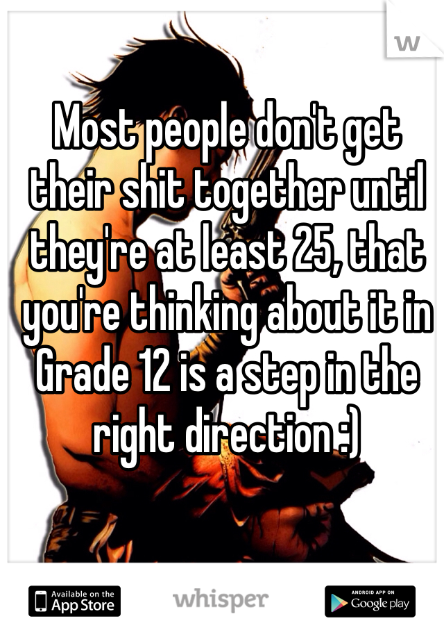 Most people don't get their shit together until they're at least 25, that you're thinking about it in Grade 12 is a step in the right direction :)