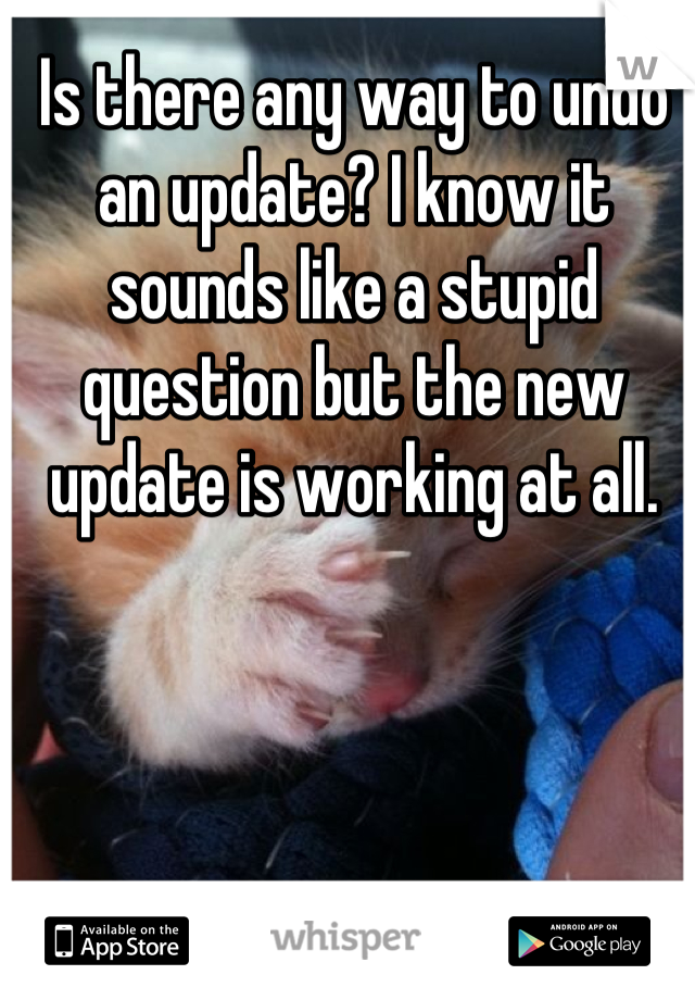 Is there any way to undo an update? I know it sounds like a stupid question but the new update is working at all.