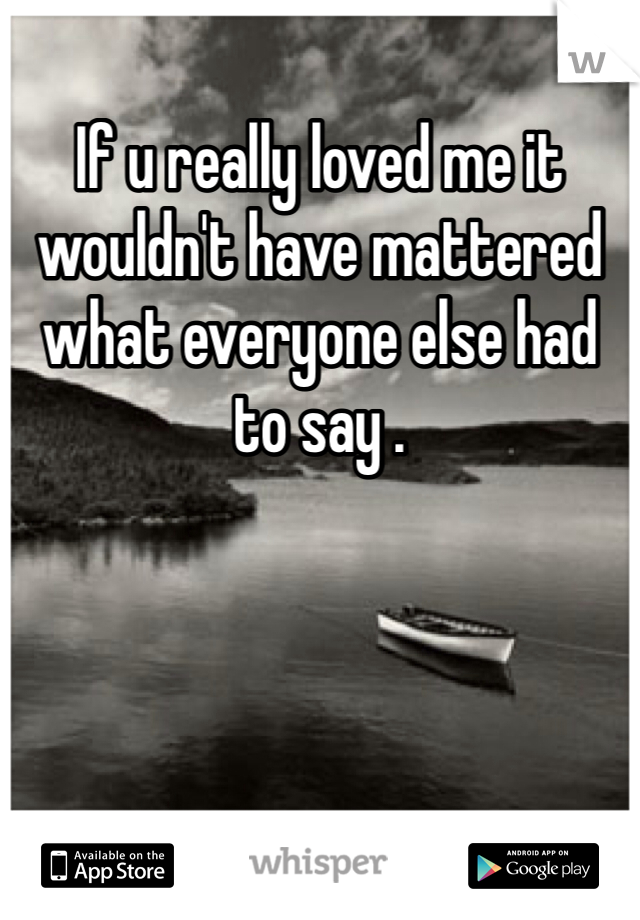 If u really loved me it wouldn't have mattered what everyone else had to say .