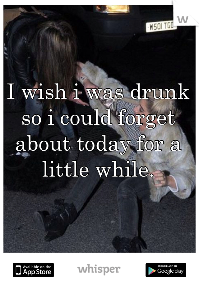 I wish i was drunk so i could forget about today for a little while.
