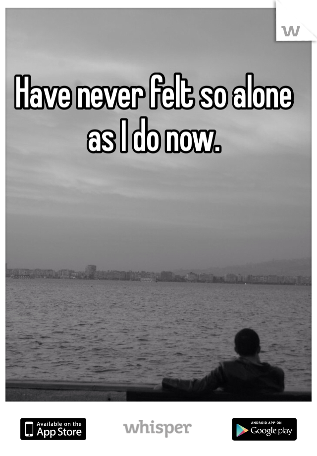 Have never felt so alone as I do now. 