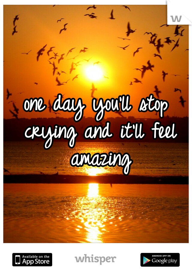 one day you'll stop crying and it'll feel amazing
