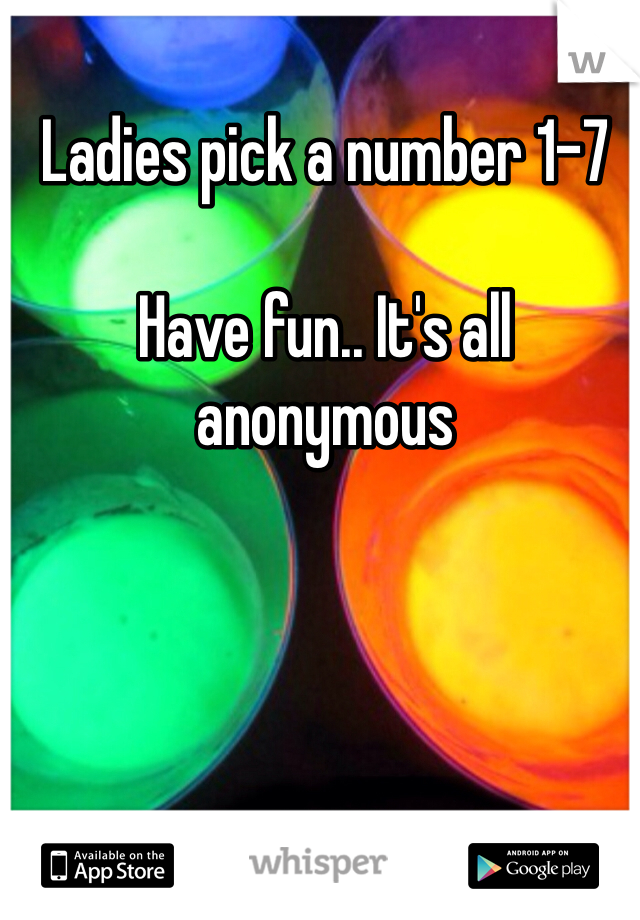 Ladies pick a number 1-7

Have fun.. It's all anonymous 
