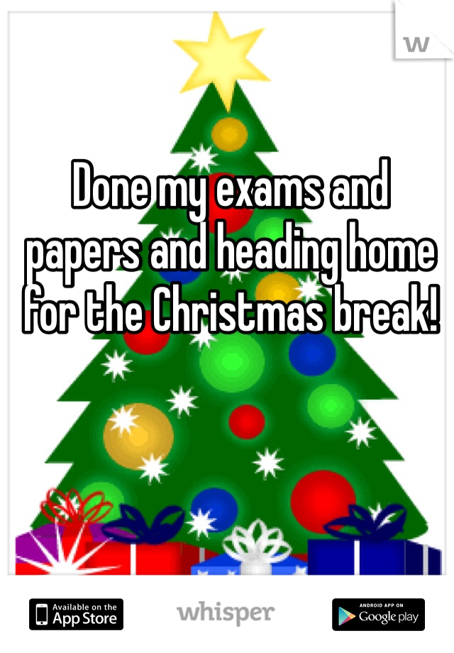 Done my exams and papers and heading home for the Christmas break!