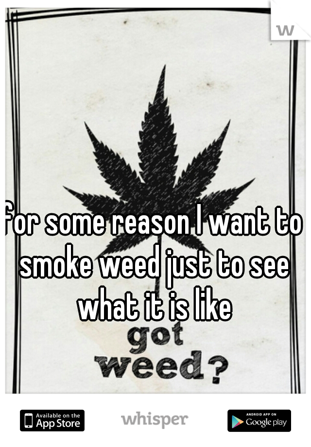 for some reason I want to smoke weed just to see what it is like
