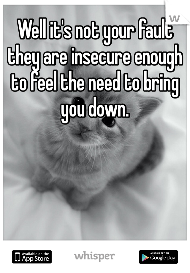 Well it's not your fault they are insecure enough to feel the need to bring you down. 