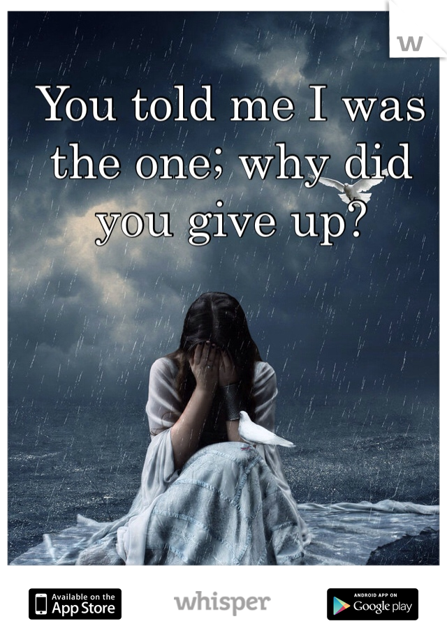 You told me I was the one; why did you give up? 