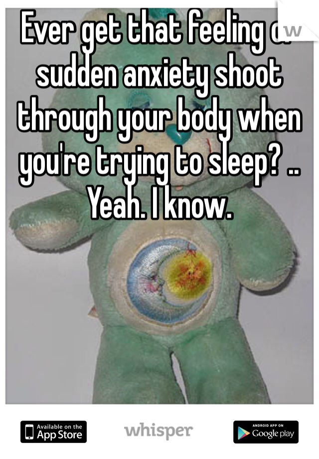 Ever get that feeling of sudden anxiety shoot through your body when you're trying to sleep? .. Yeah. I know. 